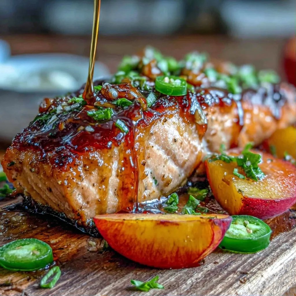 Peach Jalapeno Glazed Salmon