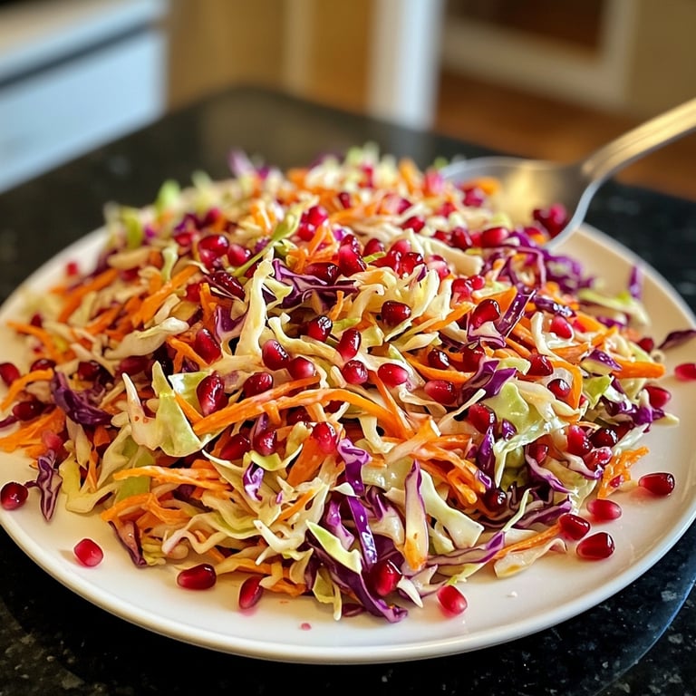 Orange Red Cabbage Salad with Pomegranate Seeds