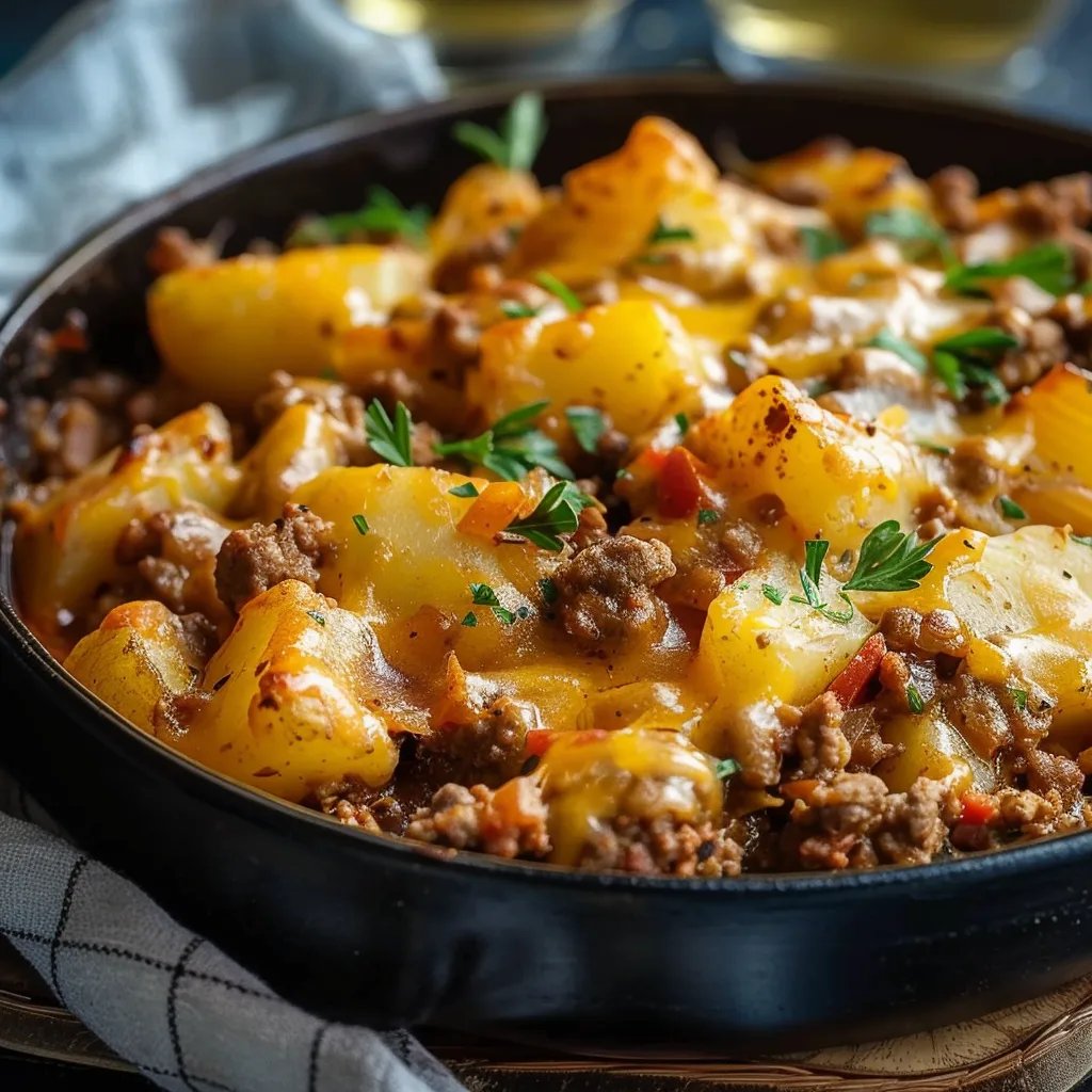 Cheesy Ground Beef & Potato Casserole