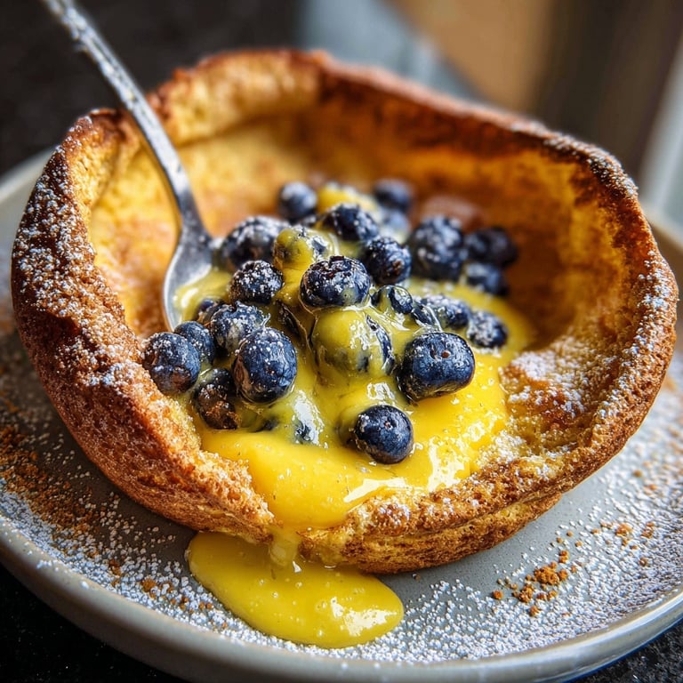 Dutch Babies with Lemon Curd and Blueberries