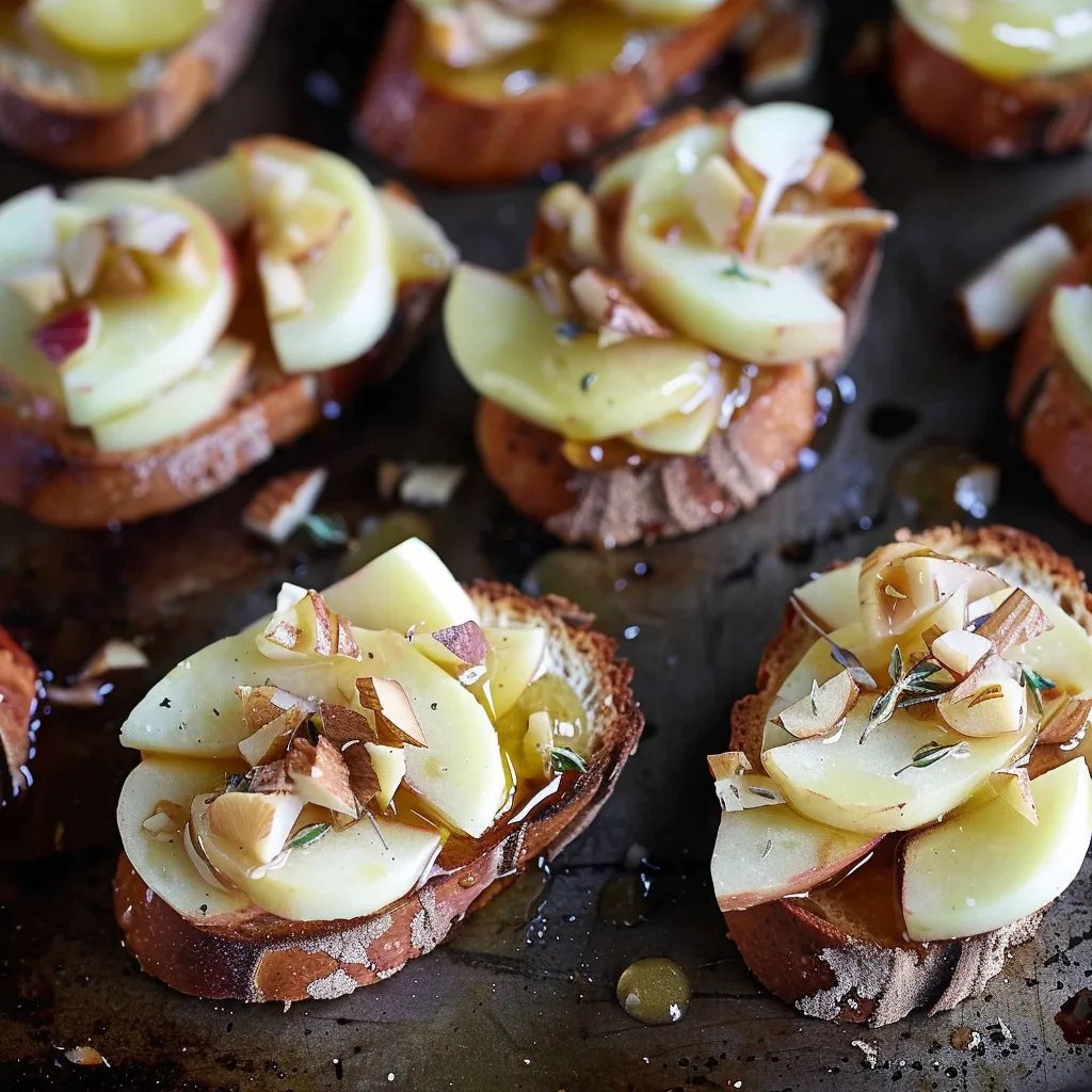 Brie, Apple, and Honey Crostini