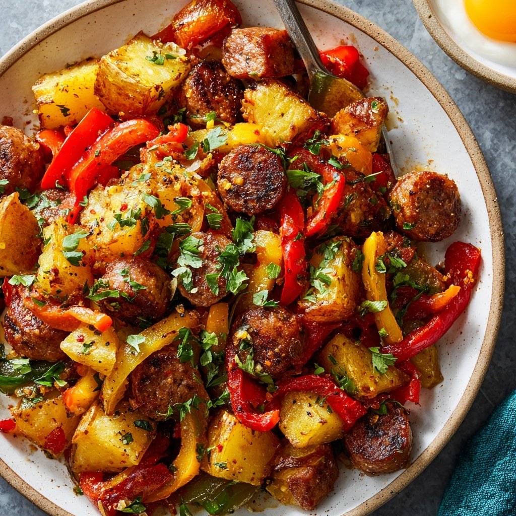 Sheet-Pan Breakfast Hash with Sausage and Veggies​