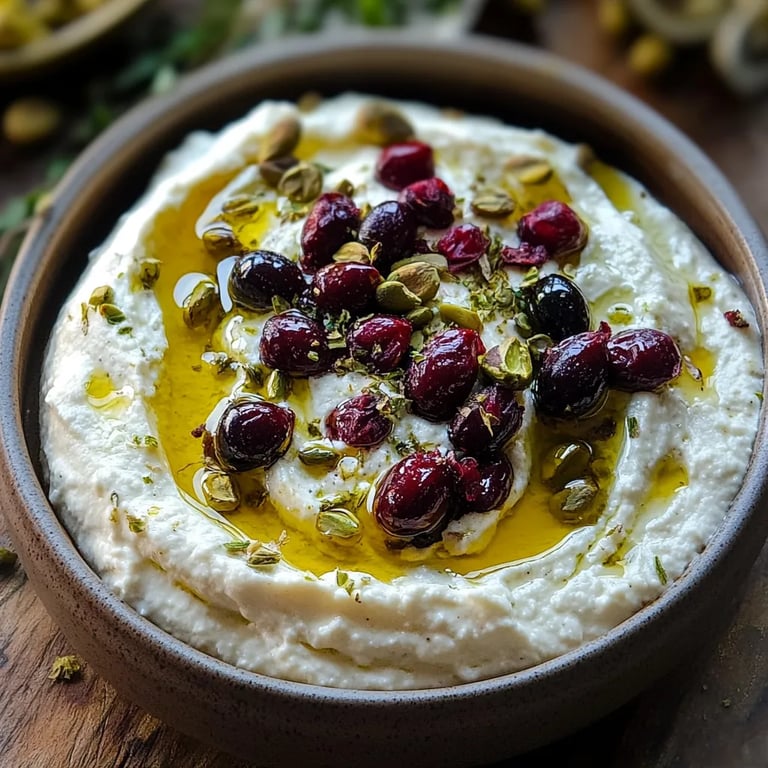 Whipped Feta Dip with Honey, Pistachios, and Cranberries